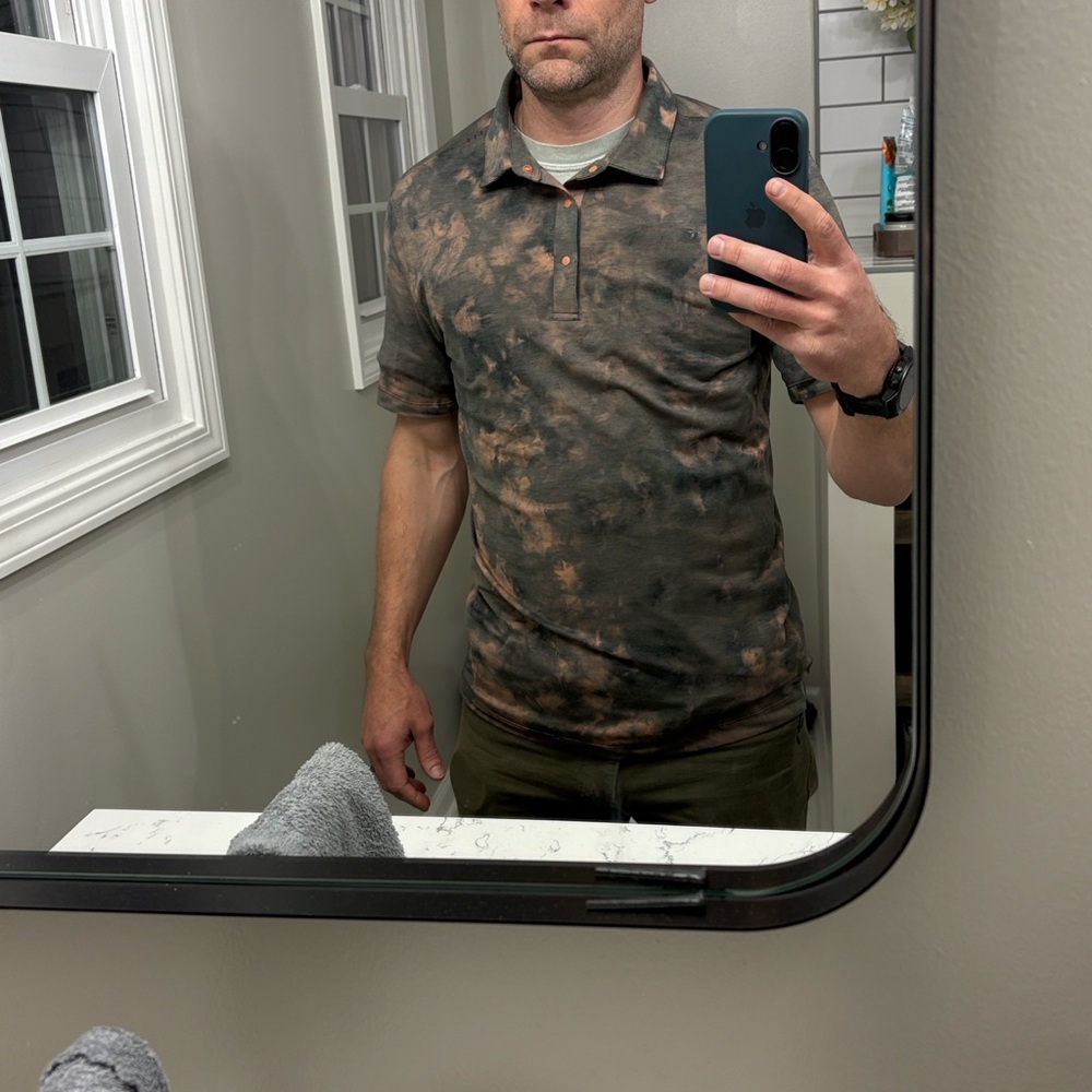 lululemon athletica Men's Black and Tan Polo Shirt